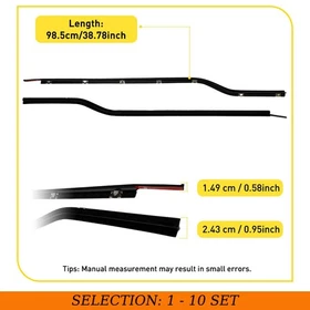 Left Right Window Sealing Belt Sealing Strip 2-20X for 1989-1998 Suzuki Sidekick
