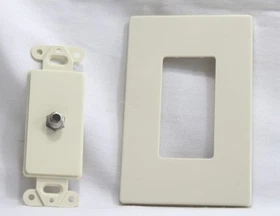 Flush Mount Video Jack Cooper Wiring 2162A Almond Decorator F Connector