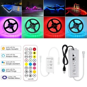 HomeKit 2.4G RF Remote 1~100FT/Roll WiFi 5050 RGB LED Strip Light 12V PSU