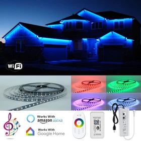 Black PCB 40M 30M 20M 10M 60LEDs/M WiFi Music Sync LED RGB Strip Light 12V PSU