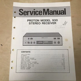 Original Proton Service Manuals for Audio Stereo Components