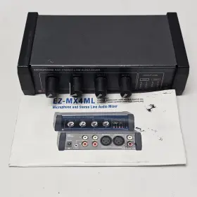 EZ-MX4ML RDL Microphone Line Audio Mixer Manual Power Cable