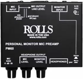 PM60 ROLLS Unidirectional Polar Monitor Mic Preamp Podcast