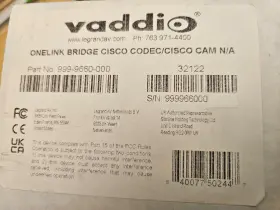 999-9660-000 VADDIO Cisco Codec Onelink Bridge Cameras Kit