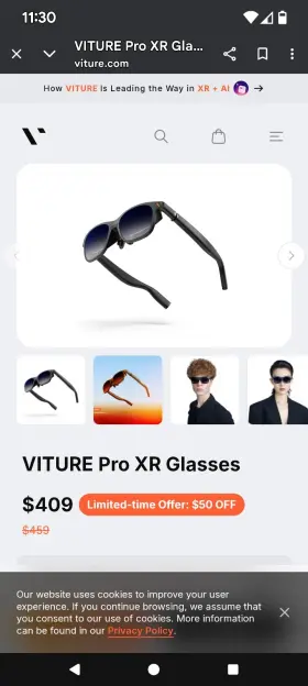 10029F VITURE PRO XR Ar Glasses Ultra Clarity Display