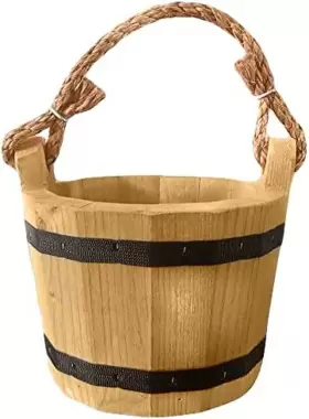 445035946931 WOOD IS GOOD Wooden Water Wishing Pail Rope