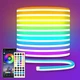 LED neon Lights Strip 32.8ft,DC 24V RGB LED neon Light Strip APP Remote Contr...