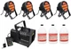 (4) Chauvet DJ SlimPar Pro H USB D-Fi RGBAW+UV LED Par Can Wash Lights+Hazer