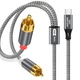 6.6Ft 24-Bit/96Khz USB C to RCA Audio Cable, Type C to 2RCA Jack Male Y Split...