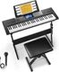 Donner DEK-610S Keyboard Piano 61 Key 249 Voice Rhythm + Stand Stool Mic | Black