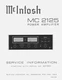 Service manual for McIntosh MC 2125