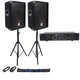(2) Rockville RSG8 DJ PA Speaker + Rockville RPA5 Amp + Stands + Cables&nbsp;+ Case