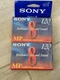 📺 SONY Video 8 MP 120 min 8mm Standard Grade P6-120MP Tapes 2 Pack Brand New