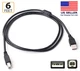 6FT USB 2.0 Cable for Yamaha Mixer: MG10XU, MG12XU, MG16XU, MG20XU, AG03, AG06