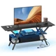 3-Tier TV Stand w/Power Outlets for 65&rdquo; TVs, LED Lights & Remote Storage Shelves