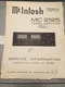 McIntosh Service Manual / Service Information MC 2125 Power Amplifier RARE