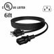 UL 6FT AC Power Cord For Dayton Audio HTA100 HTA200 Integrated Amplifier