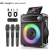 JYX JYX-S55-T Portable Karaoke System, Black, 3 Microphones, Remote Strap