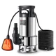 1HP Submersible Sludge Pump 4020GPH 30FT Max Head 304SS 26FT Power Cord